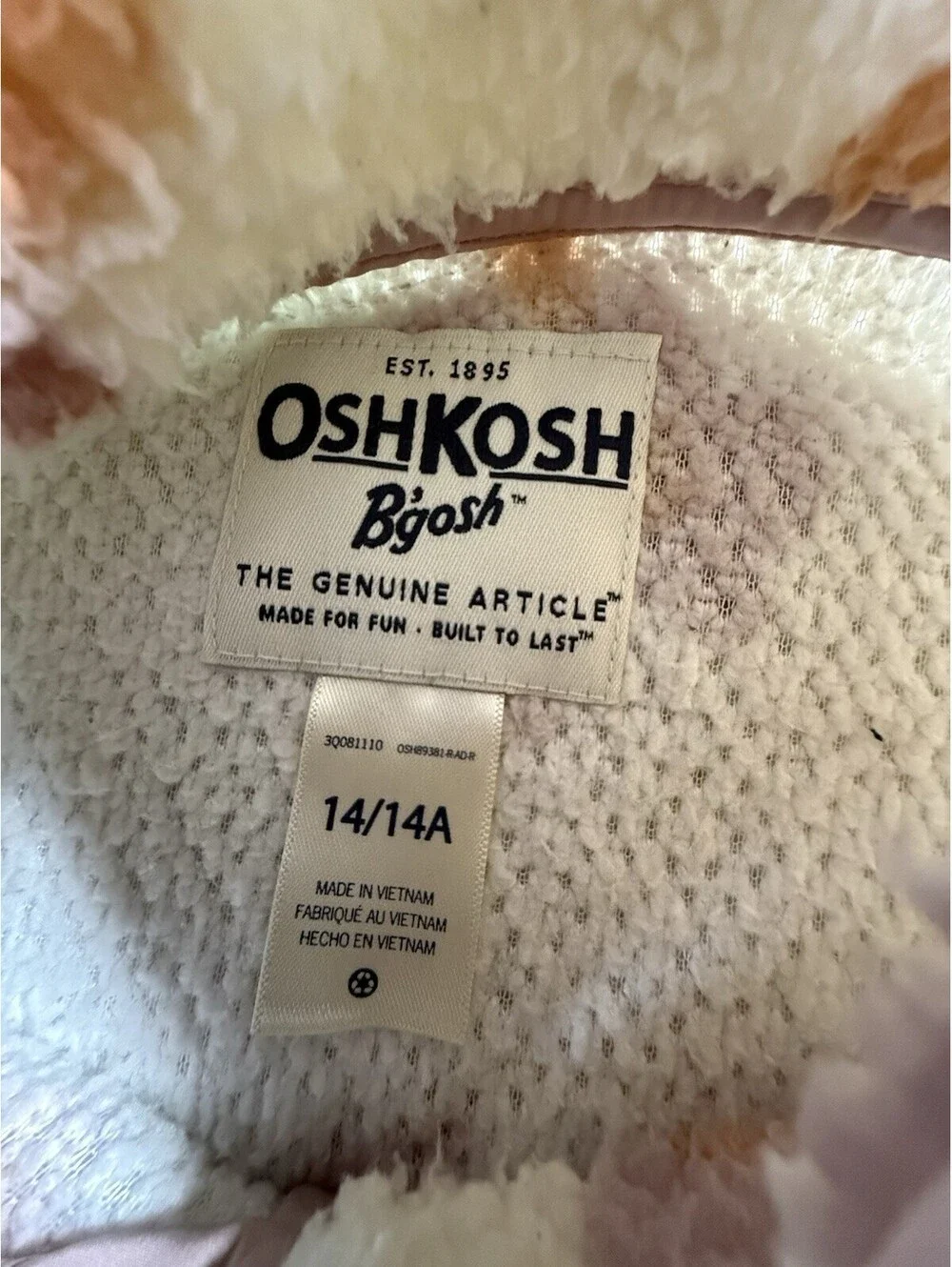 Osh Kosh B’gosh Girls Flower Print  1/4 Zip Sherpa Shirt Size 14